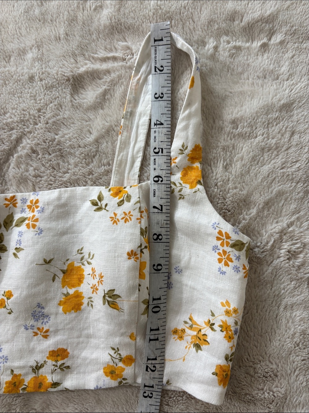 Reformation Cream Floral Square-Neck Crop Top with Yellow Blossoms - Picture 12 of 12